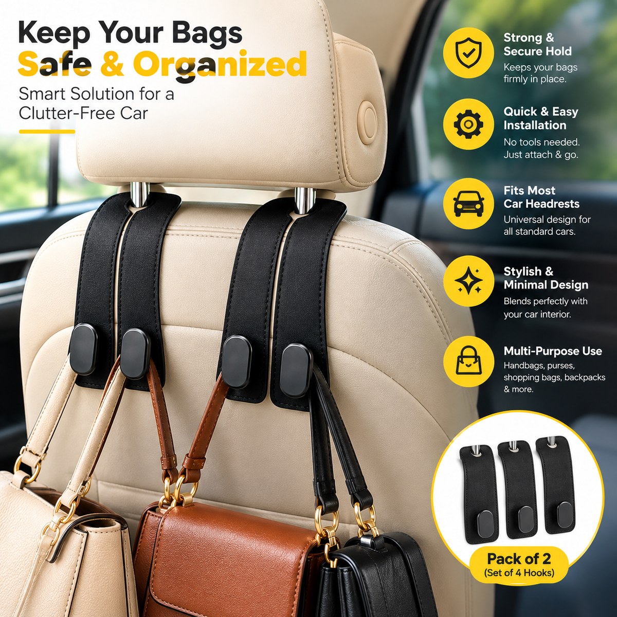 Premium Car Seat Hooks